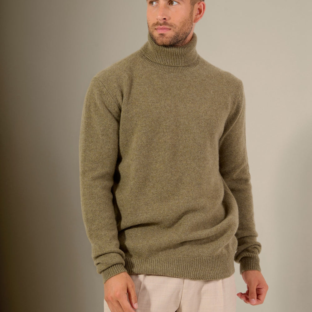 marius pull col roulé 4 fils bronze chiné 100% cachemire