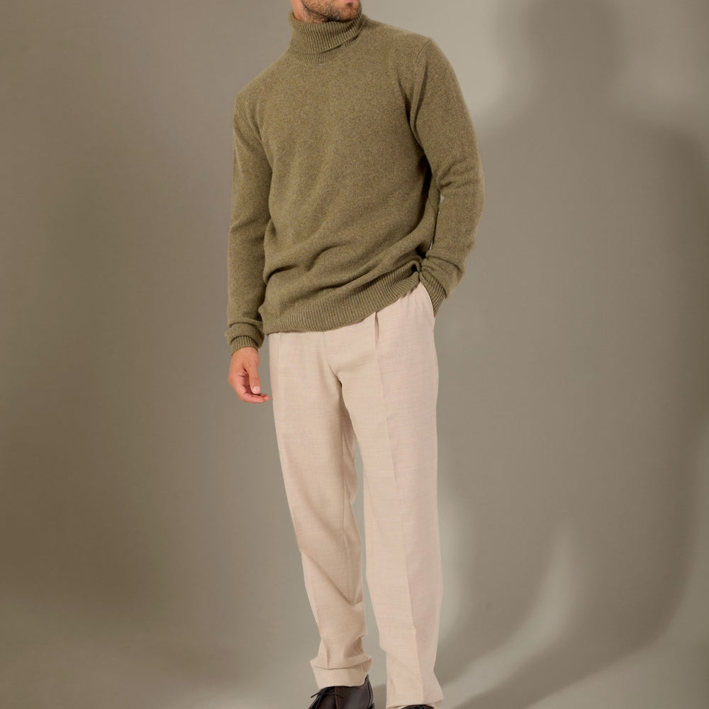 marius pull col roulé 4 fils bronze chiné 100% cachemire