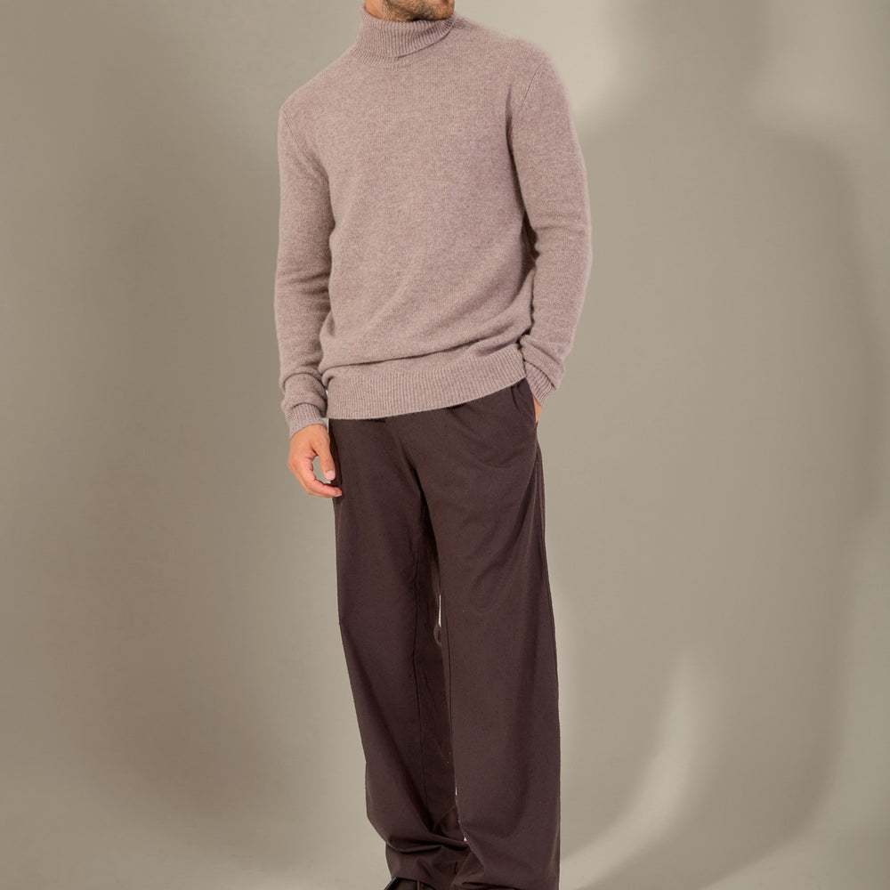 marius pull col roulé 4 fils caribou chiné 100% cachemire