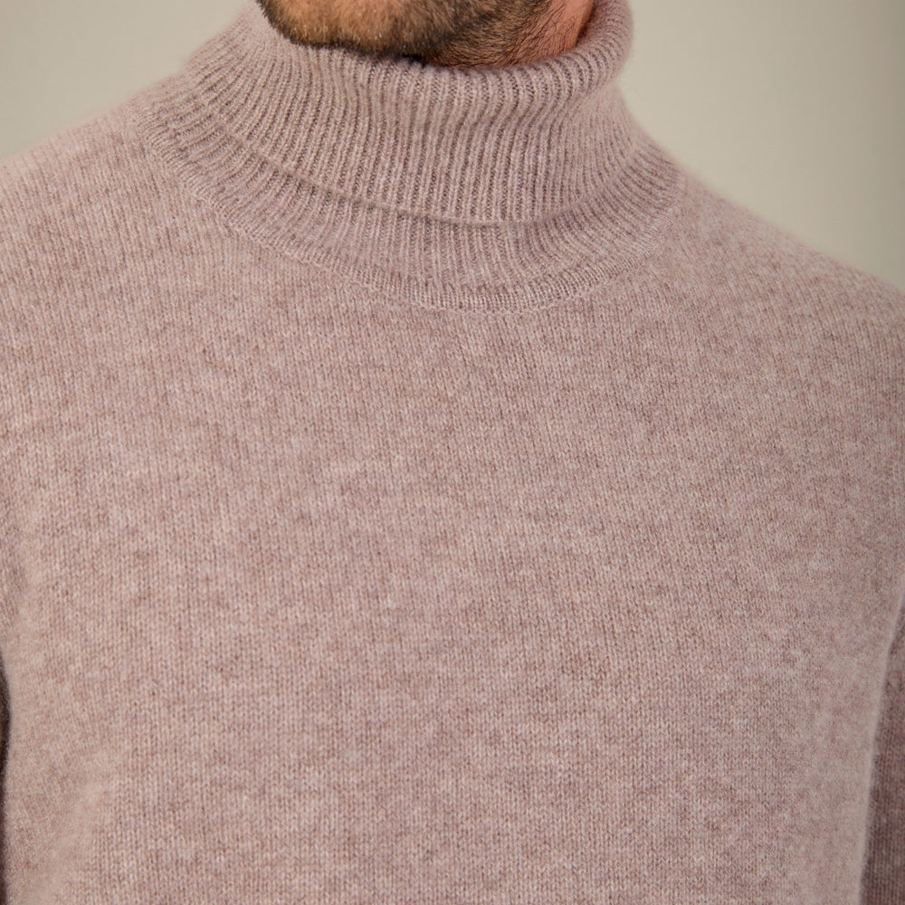 marius pull col roulé 4 fils caribou chiné 100% cachemire