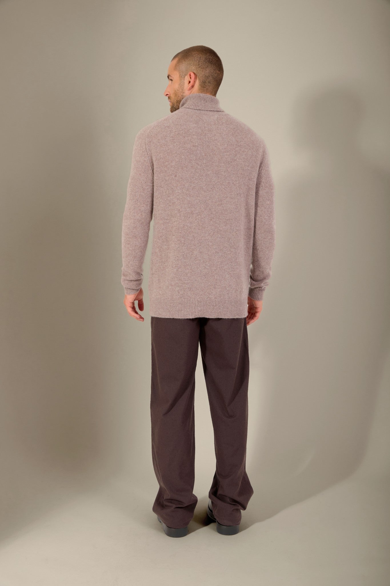 marius pull col roulé 4 fils caribou chiné 100% cachemire