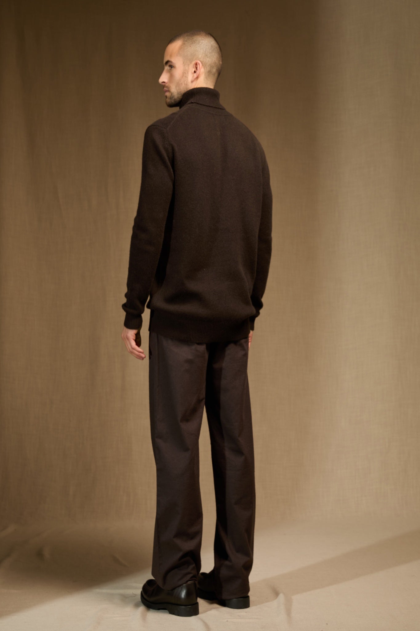 marius pull col roulé 4 fils choco 100% cachemire