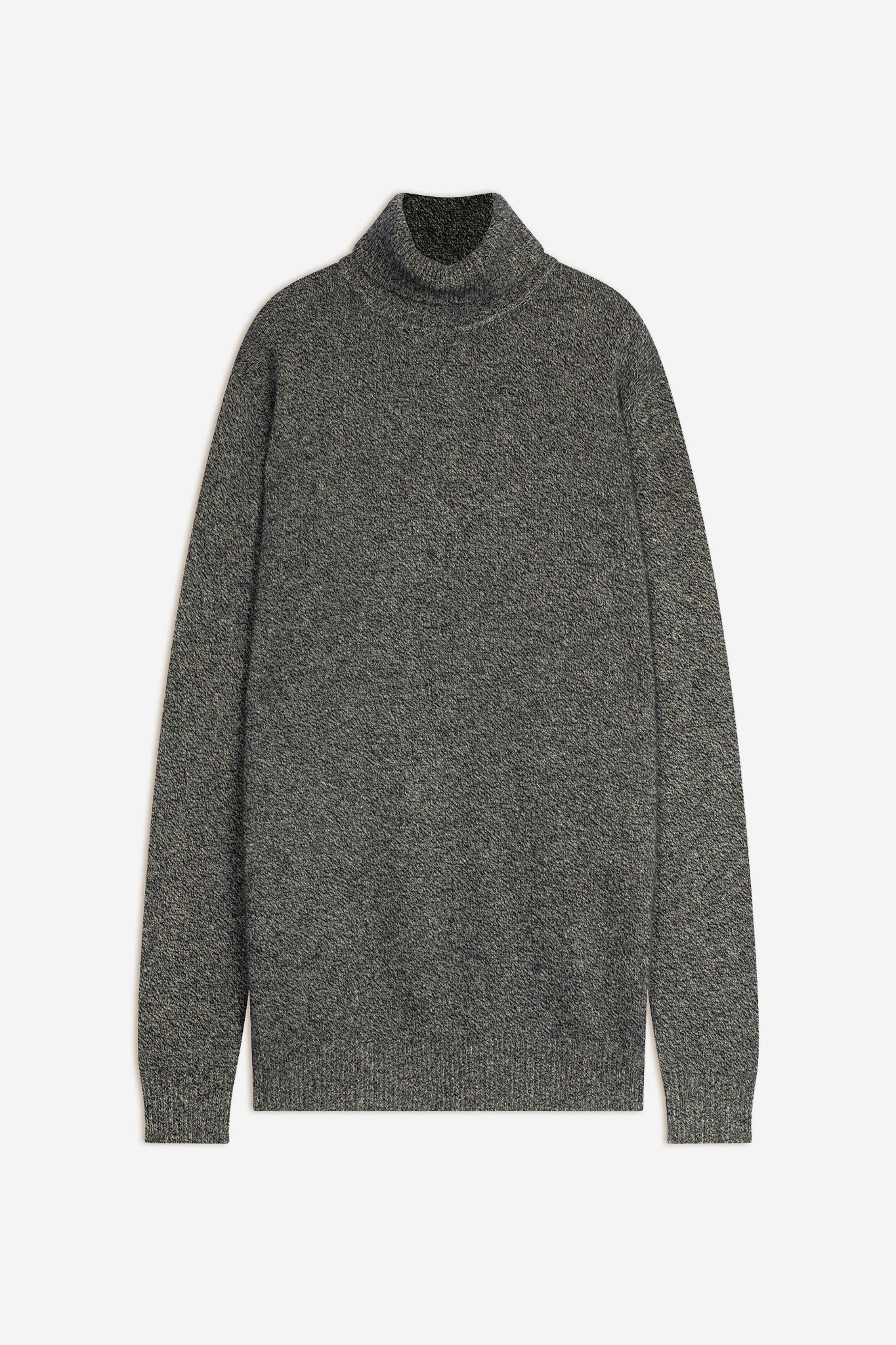 marius pull col roulé 4 fils noir/blanc 100% cachemire