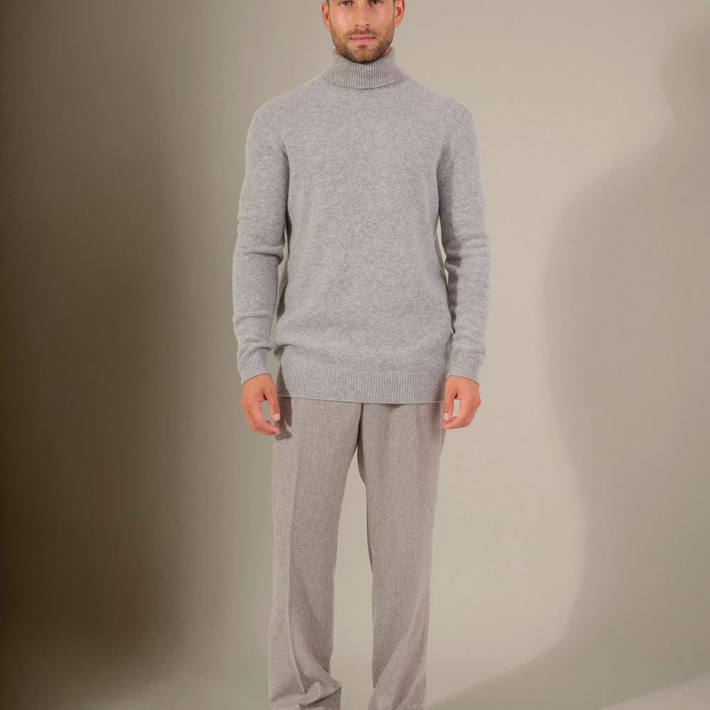 marius pull col roulé 4 fils nuage chiné 100% cachemire