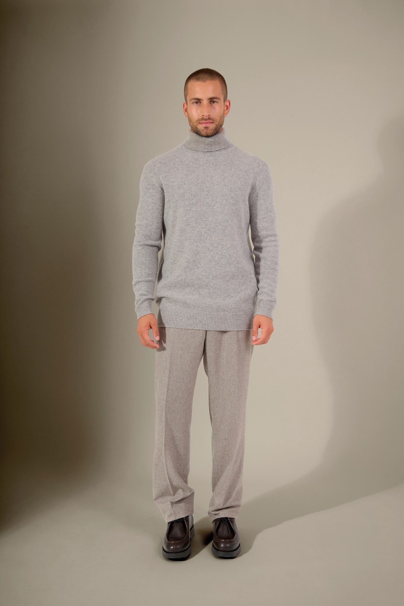 marius pull col roulé 4 fils nuage chiné 100% cachemire