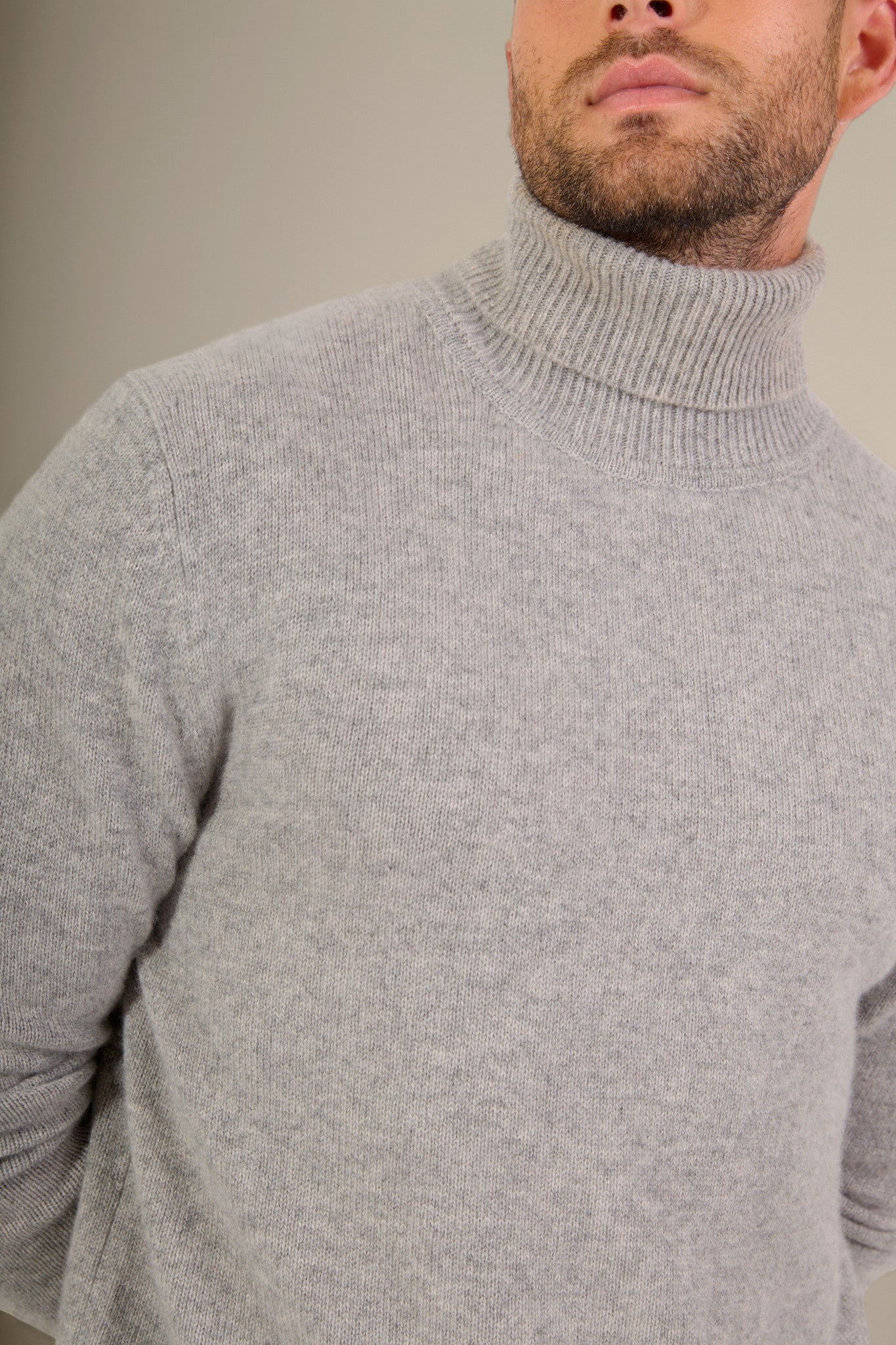 marius pull col roulé 4 fils nuage chiné 100% cachemire