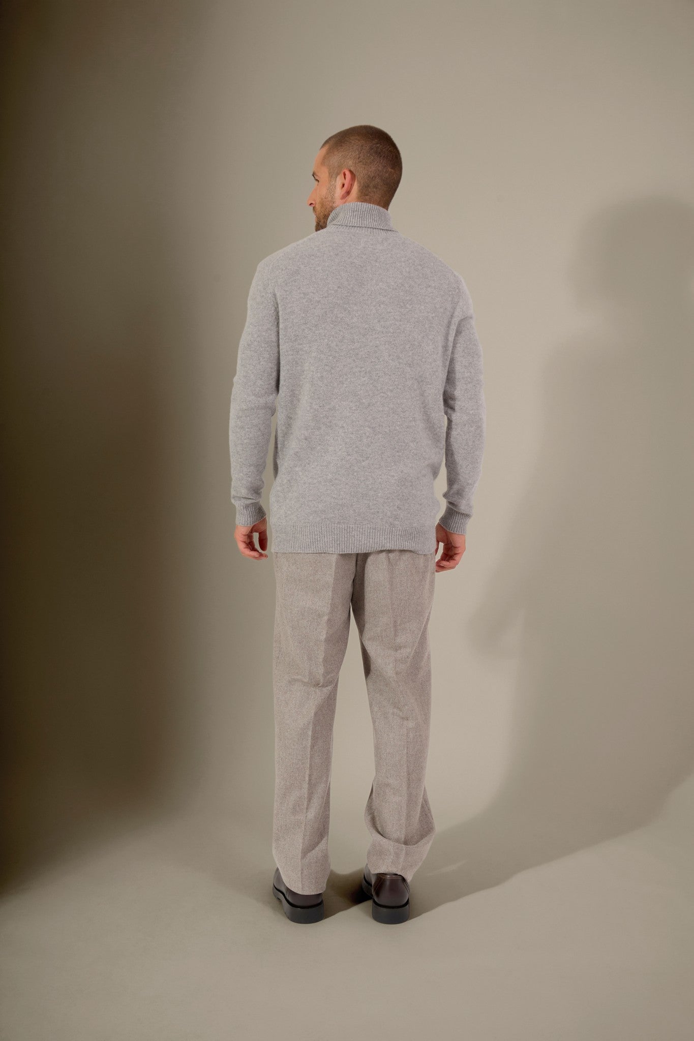 marius pull col roulé 4 fils nuage chiné 100% cachemire