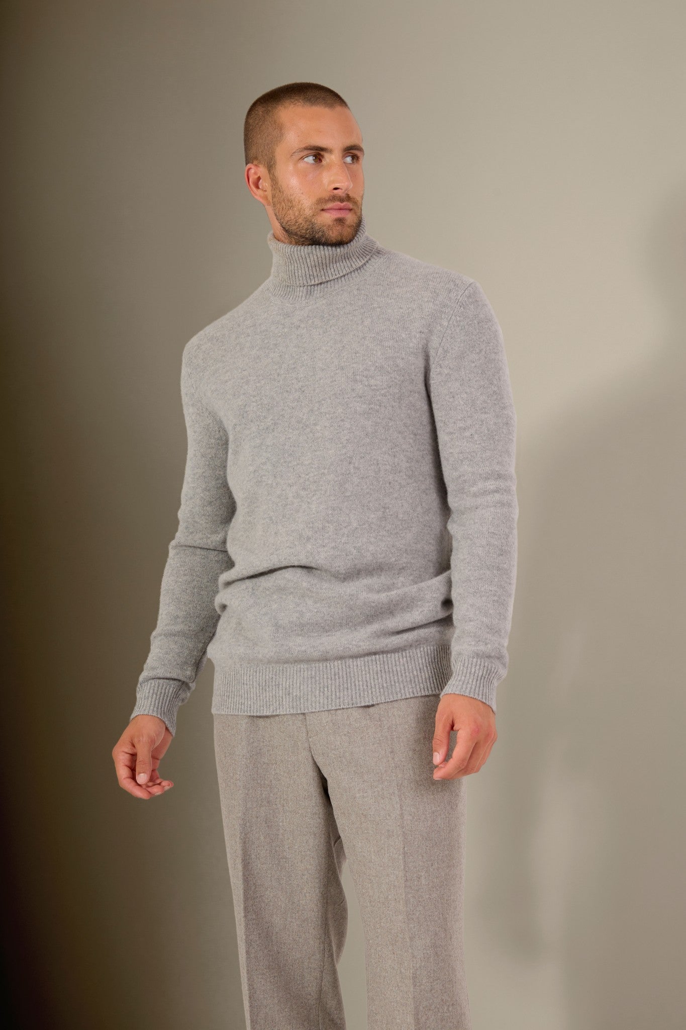 marius pull col roulé 4 fils nuage chiné 100% cachemire