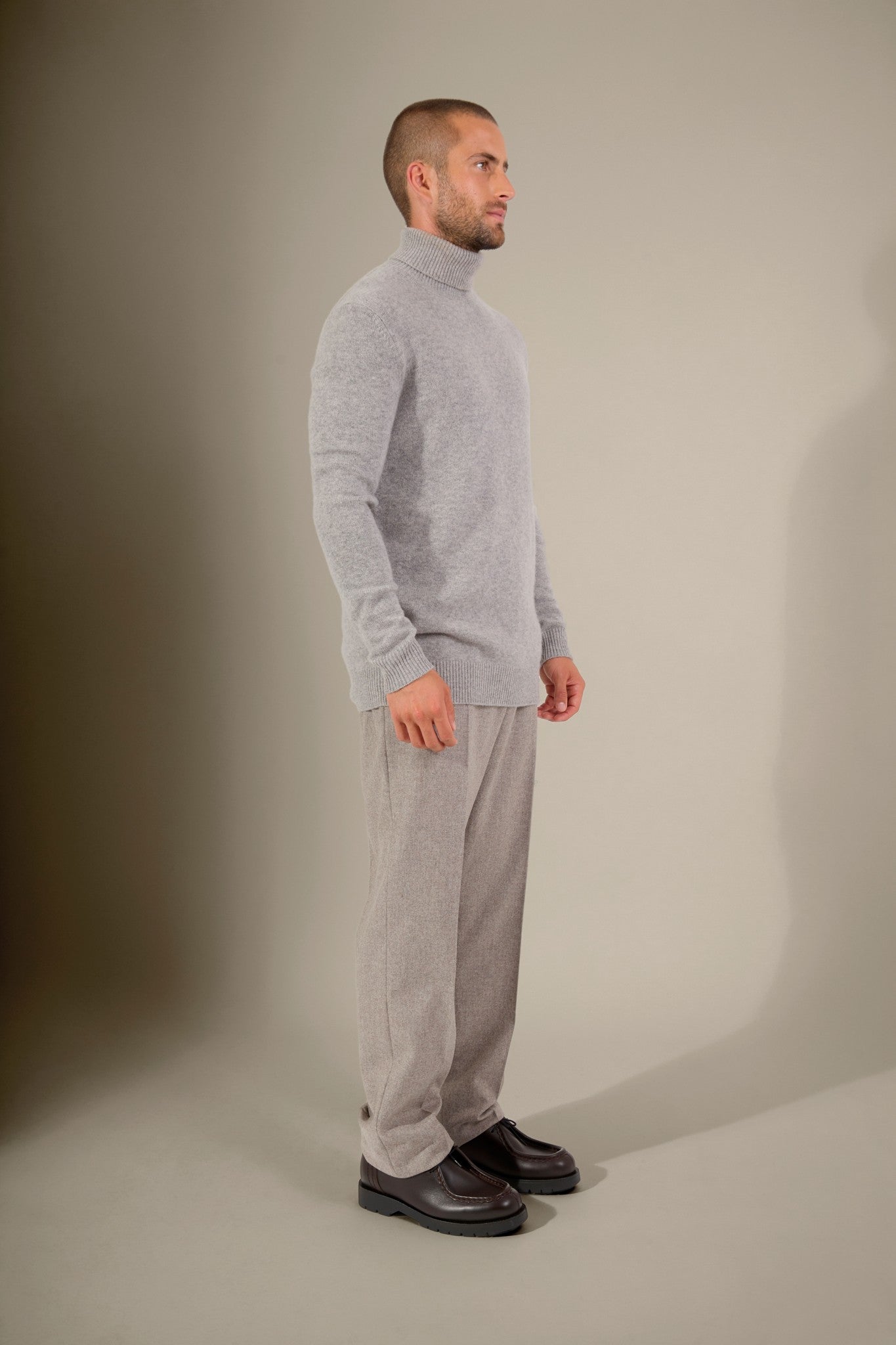 marius pull col roulé 4 fils nuage chiné 100% cachemire