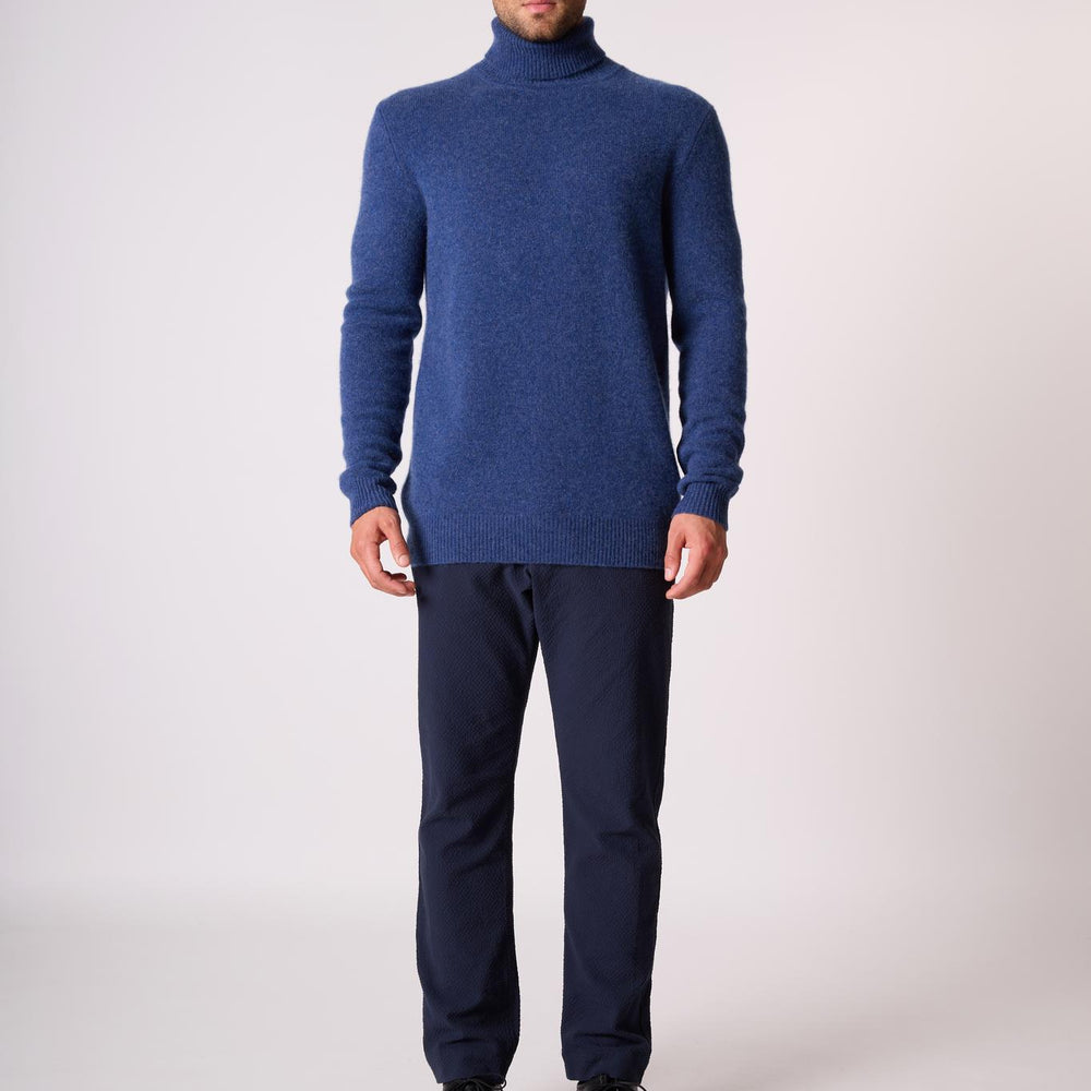 MARIUS pull col roulé 4 fils ocean chiné 100% cachemire
