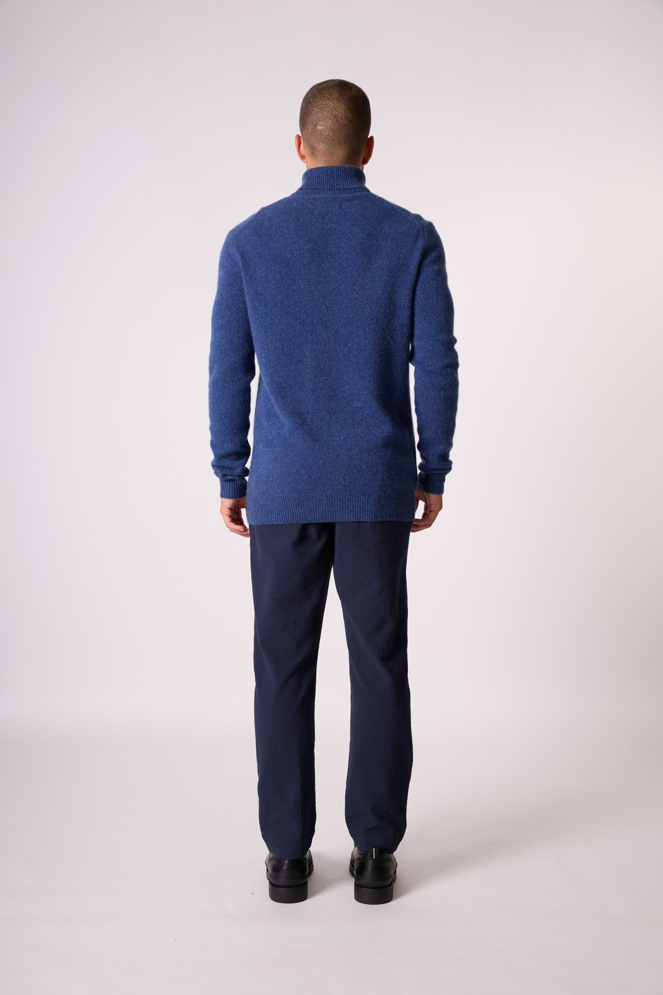 marius pull col roulé 4 fils océan chiné 100% cachemire