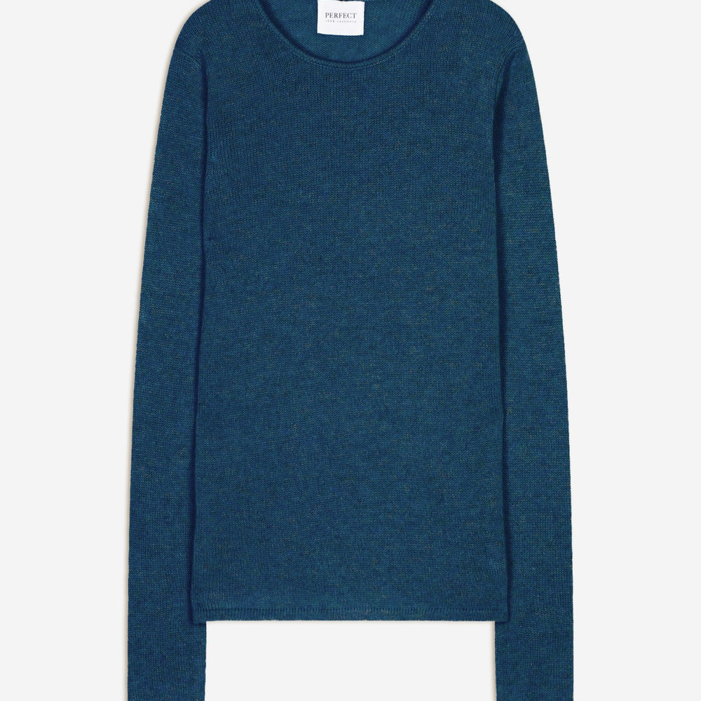 marya pull col rond 4 fils atlantique chiné 100% cachemire