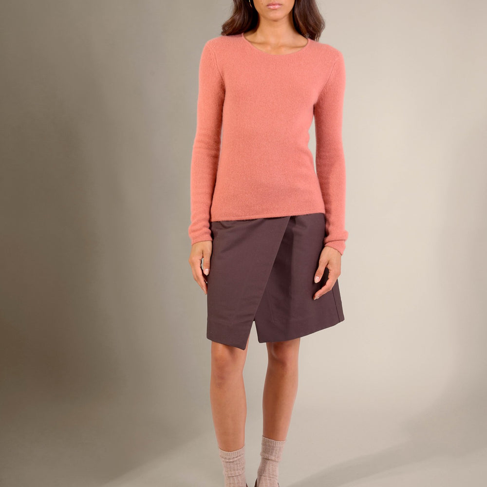 marya pull col rond 4 fils brique 100% cachemire