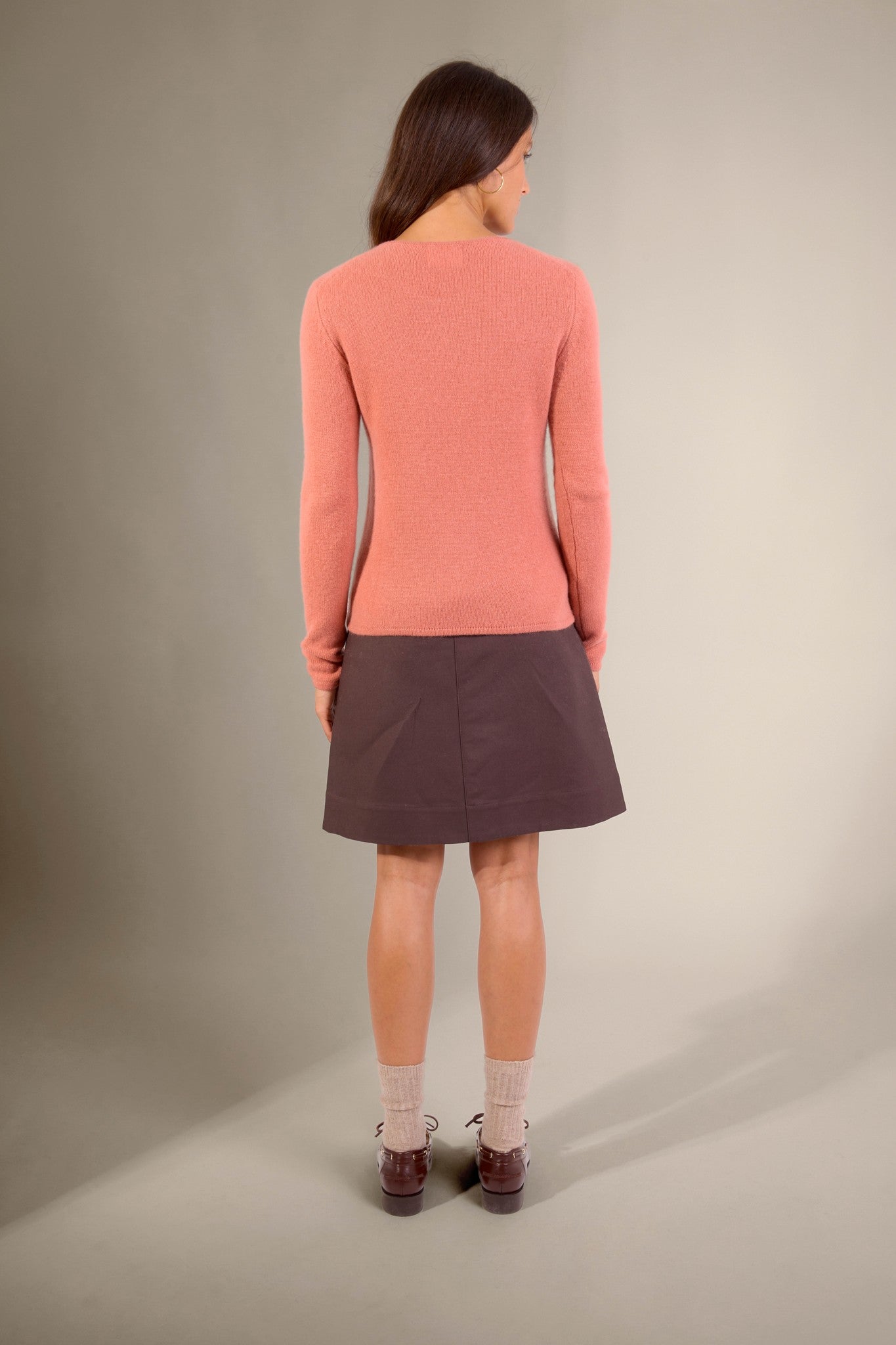 marya pull col rond 4 fils brique 100% cachemire