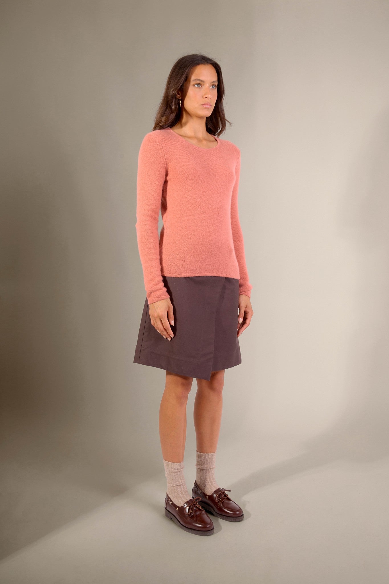 marya pull col rond 4 fils brique 100% cachemire