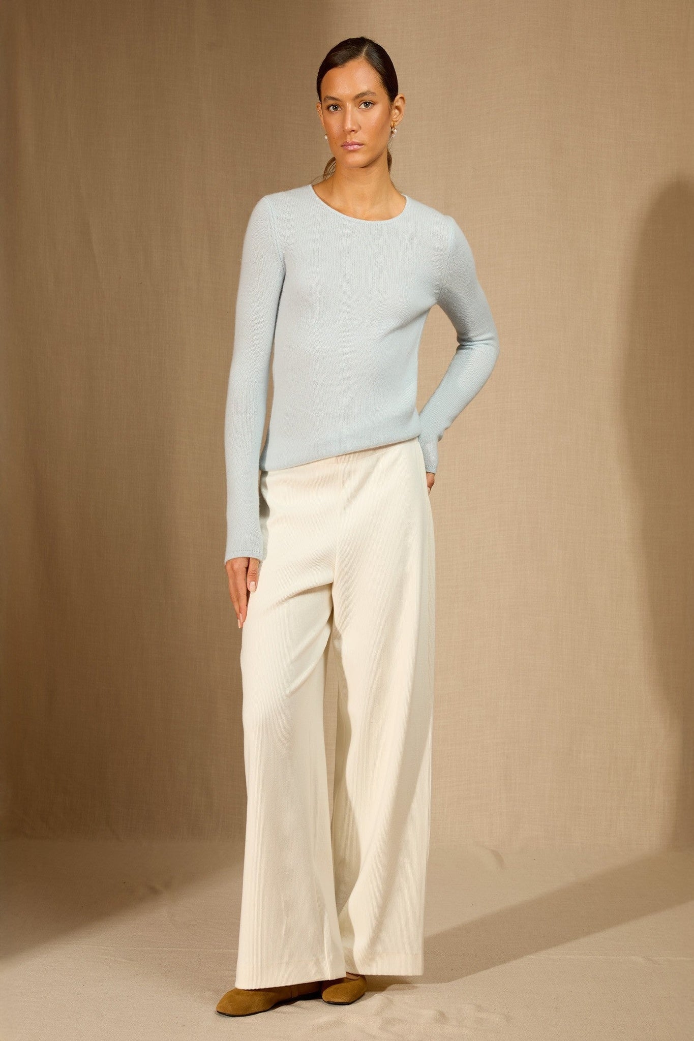 marya pull col rond 4 fils givre 100% cachemire