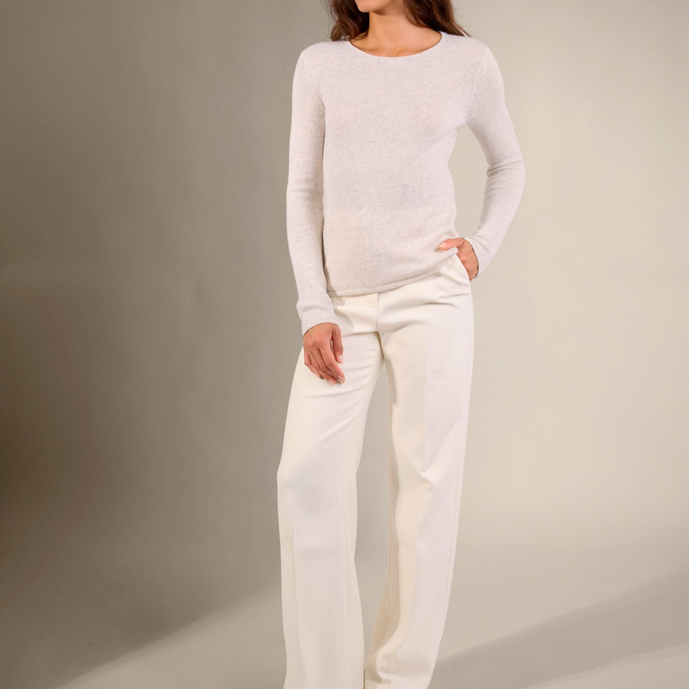 marya pull col rond 4 fils gris perle chiné 100% cachemire