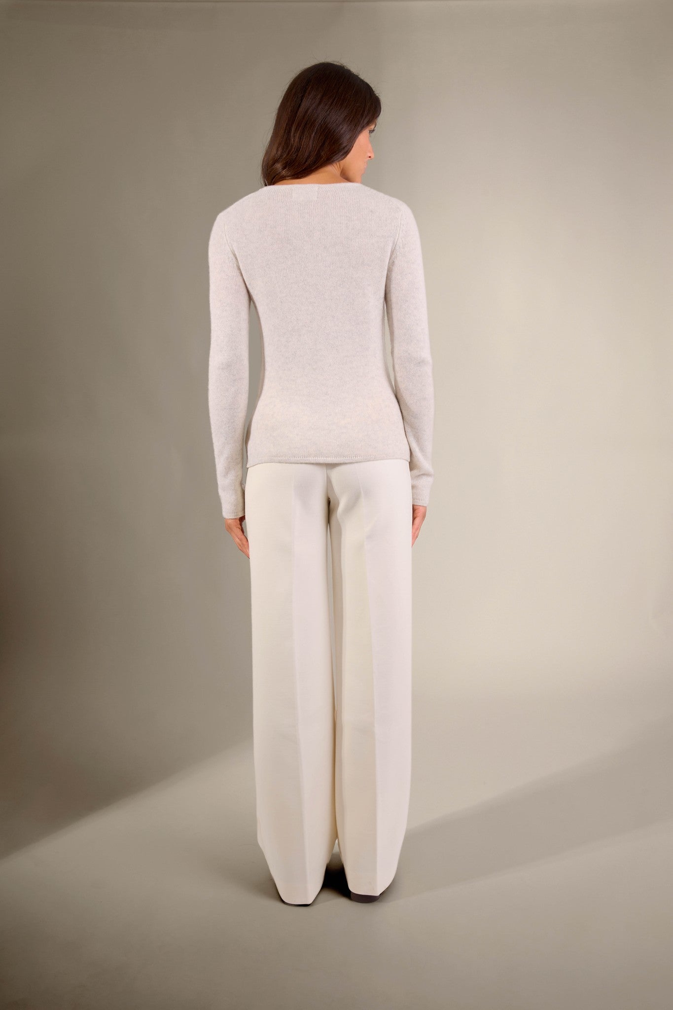 marya pull col rond 4 fils gris perle chiné 100% cachemire