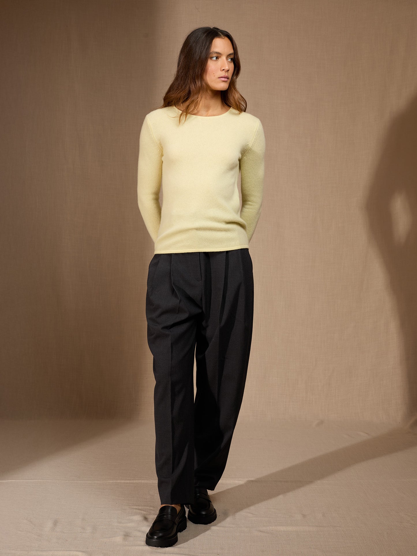 MARYA pull col rond 4 fils limonade 100% cachemire