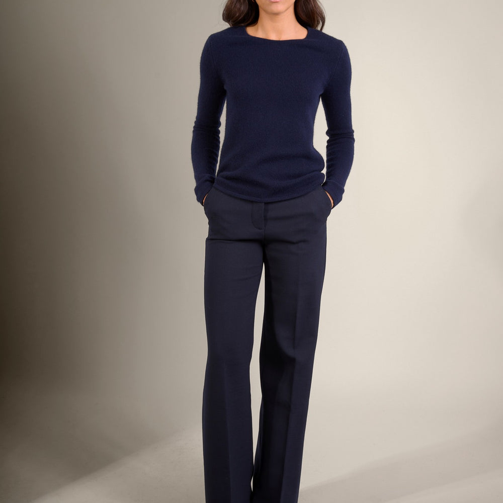marya pull col rond 4 fils navy 100% cachemire