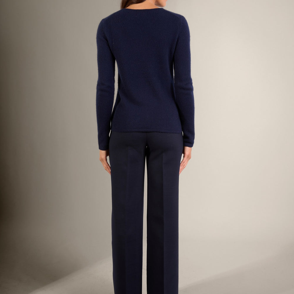 marya pull col rond 4 fils navy 100% cachemire