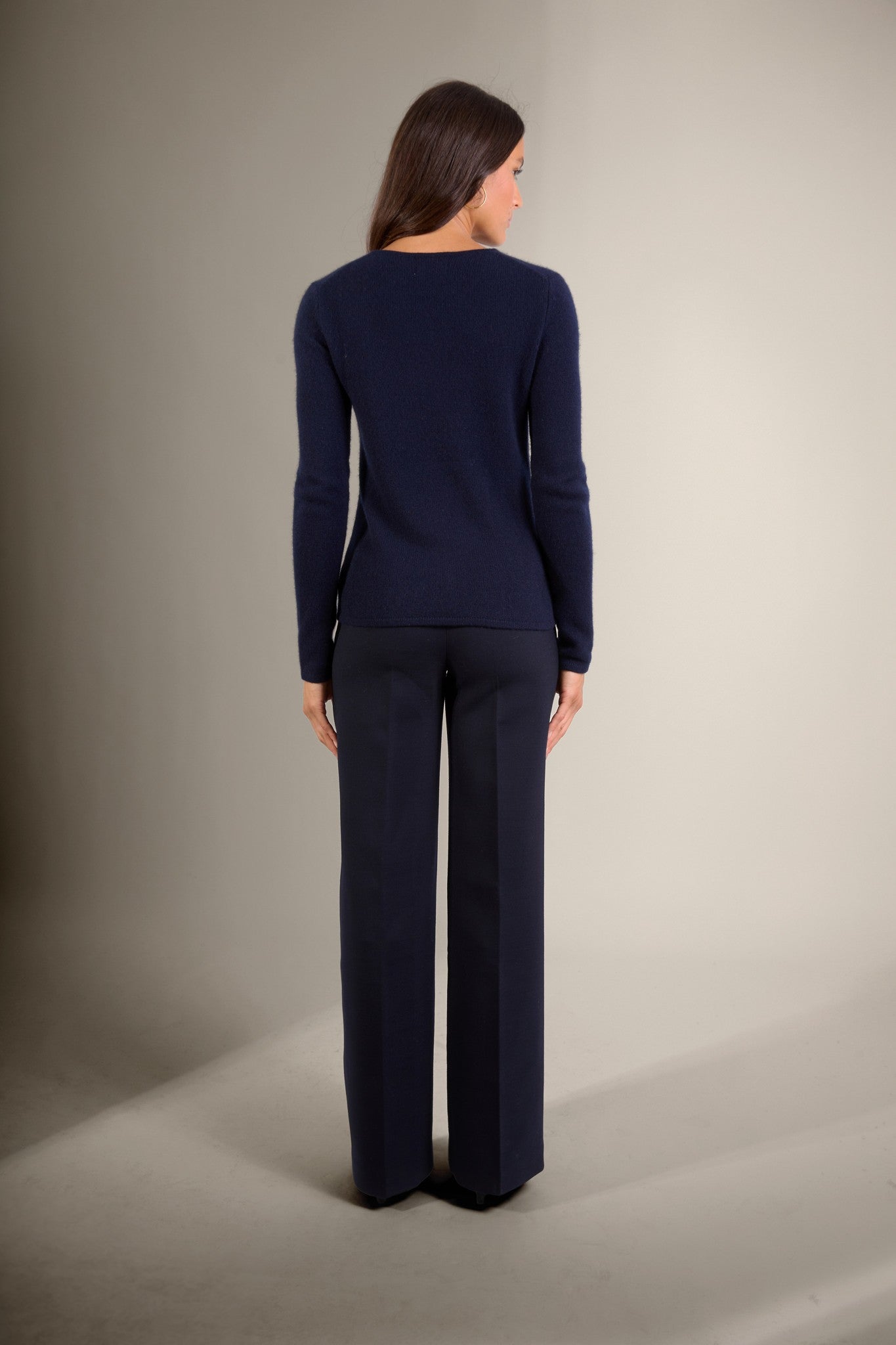 marya pull col rond 4 fils navy 100% cachemire