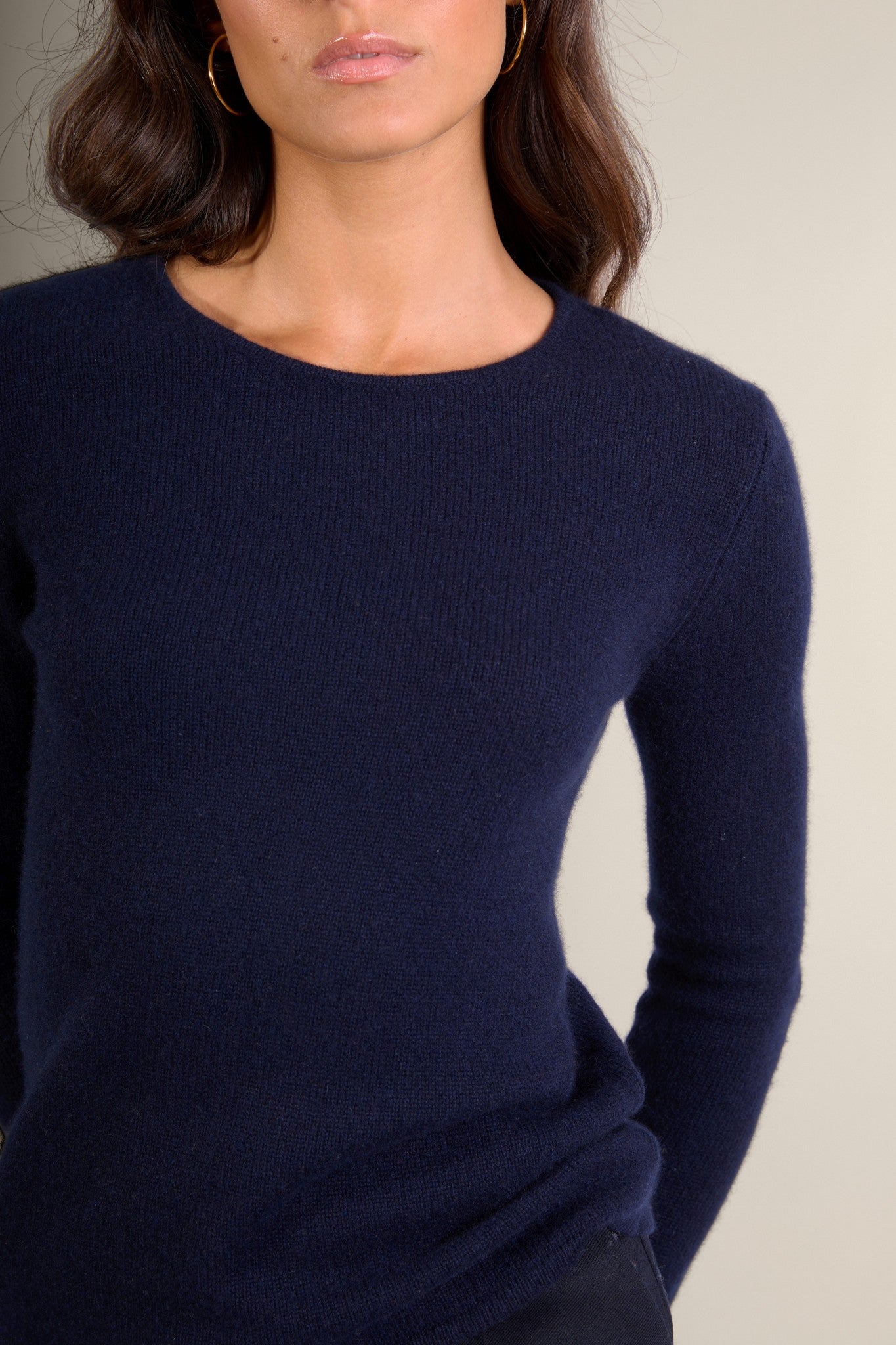 marya pull col rond 4 fils navy 100% cachemire