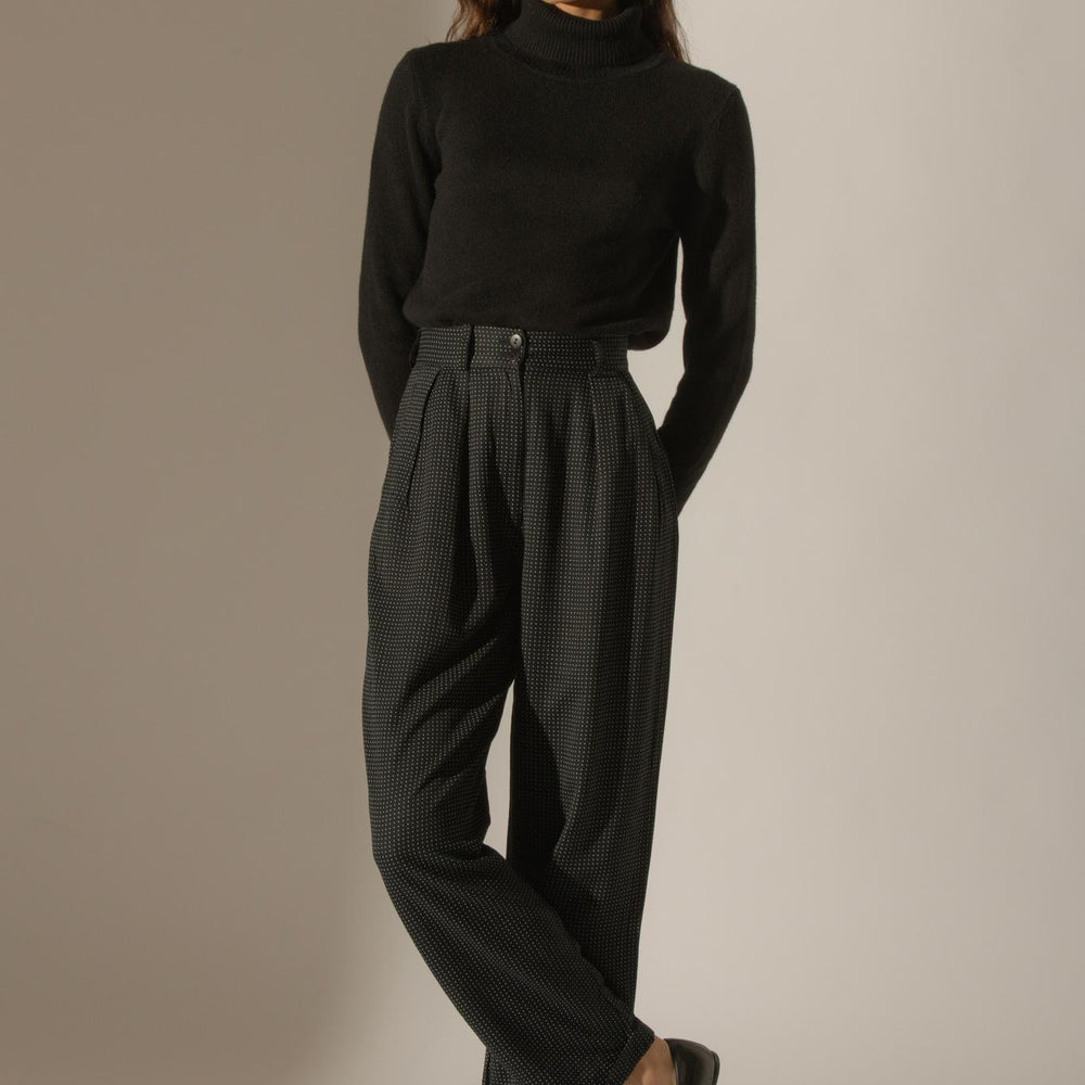 MARYA pull col rond 4 fils noir 100% cachemire