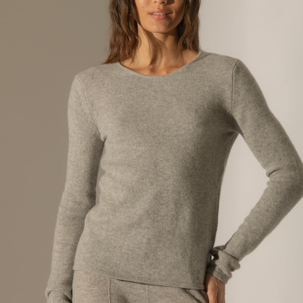 MARYA pull col rond 4 fils nuage chiné 100% cachemire