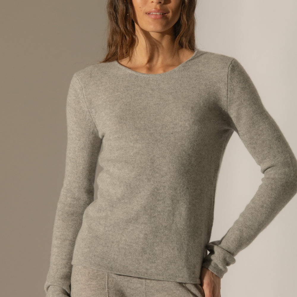 marya pull col rond 4 fils nuage chiné 100% cachemire