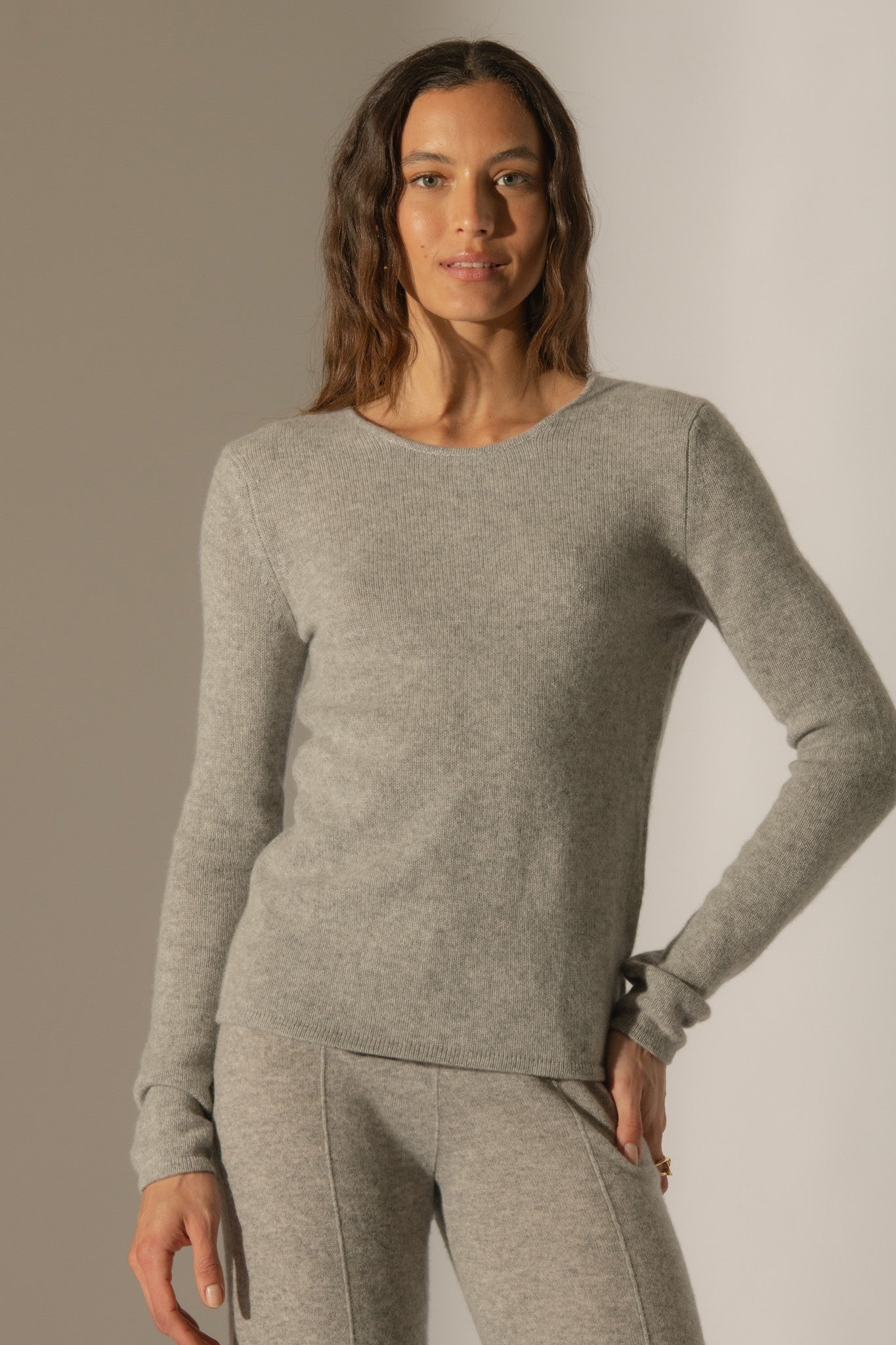 marya pull col rond 4 fils nuage chiné 100% cachemire