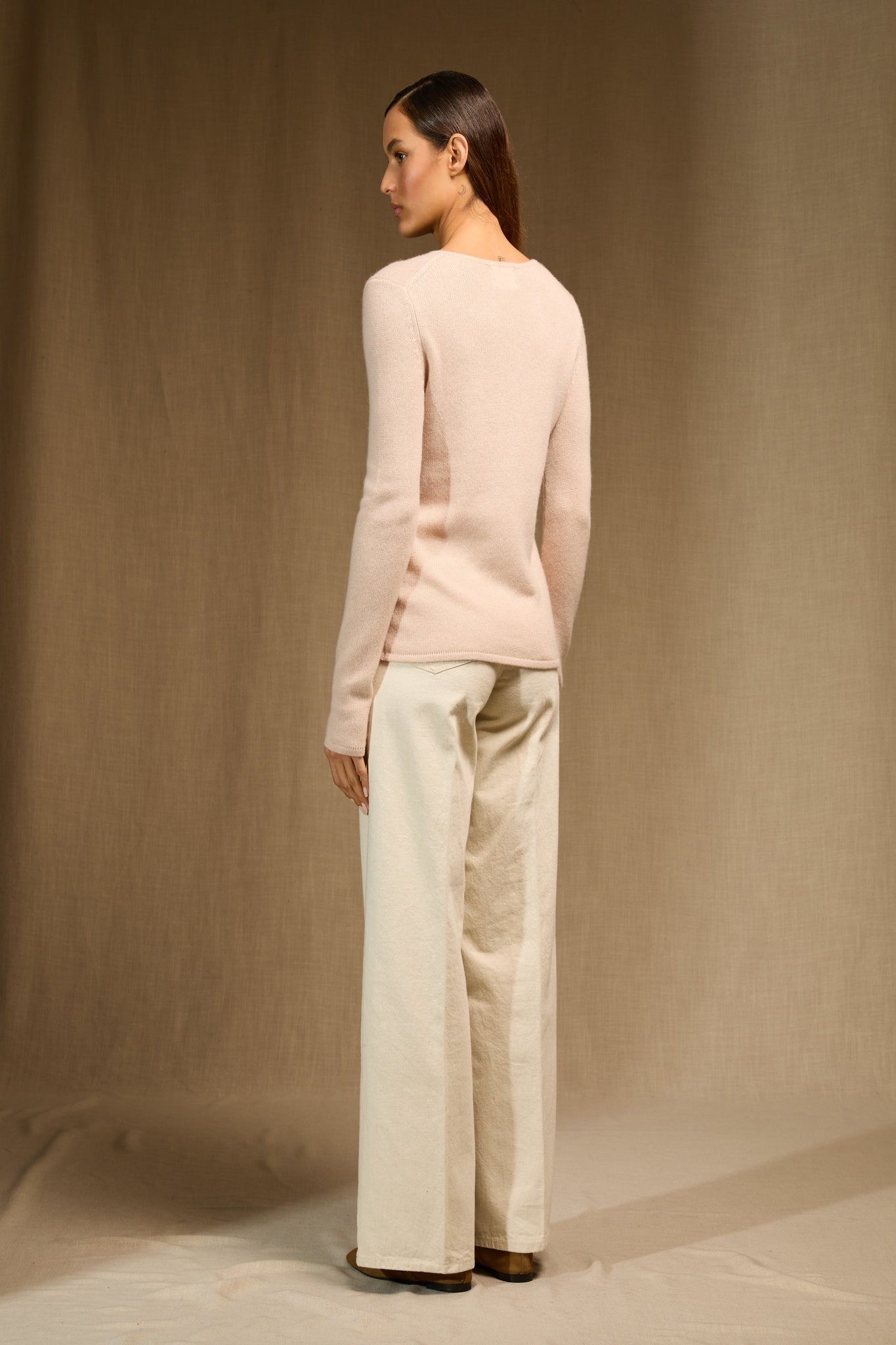 marya pull col rond 4 fils nude 100% cachemire