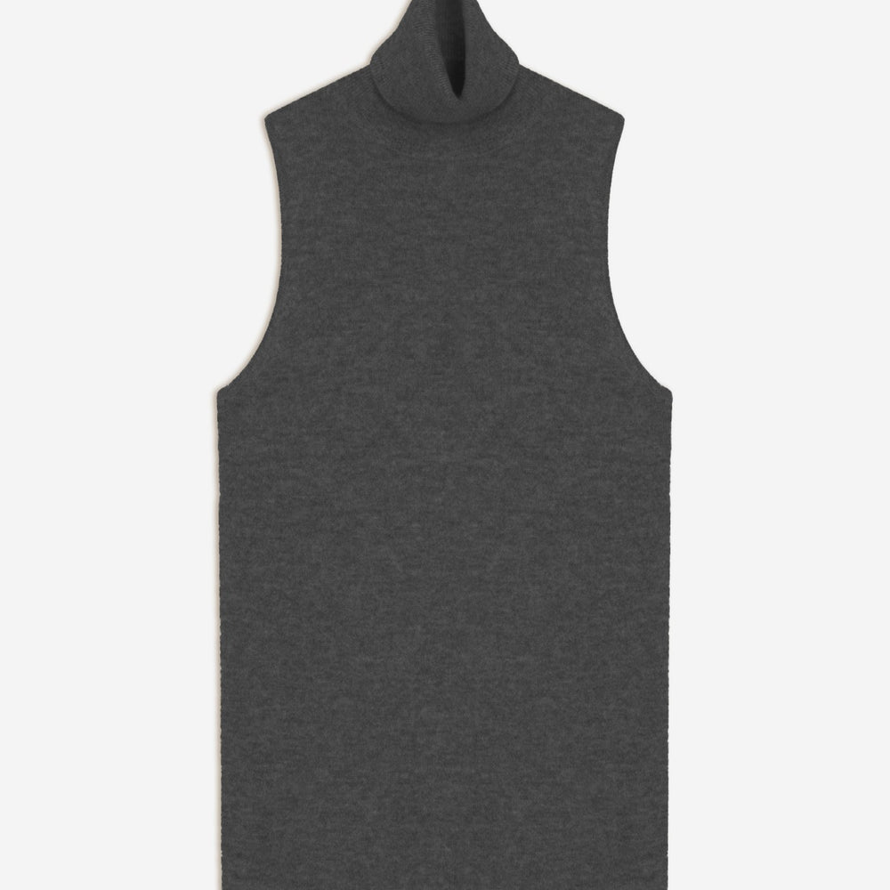 mary pull col roulé sans manches anthracite chiné 100% cachemire