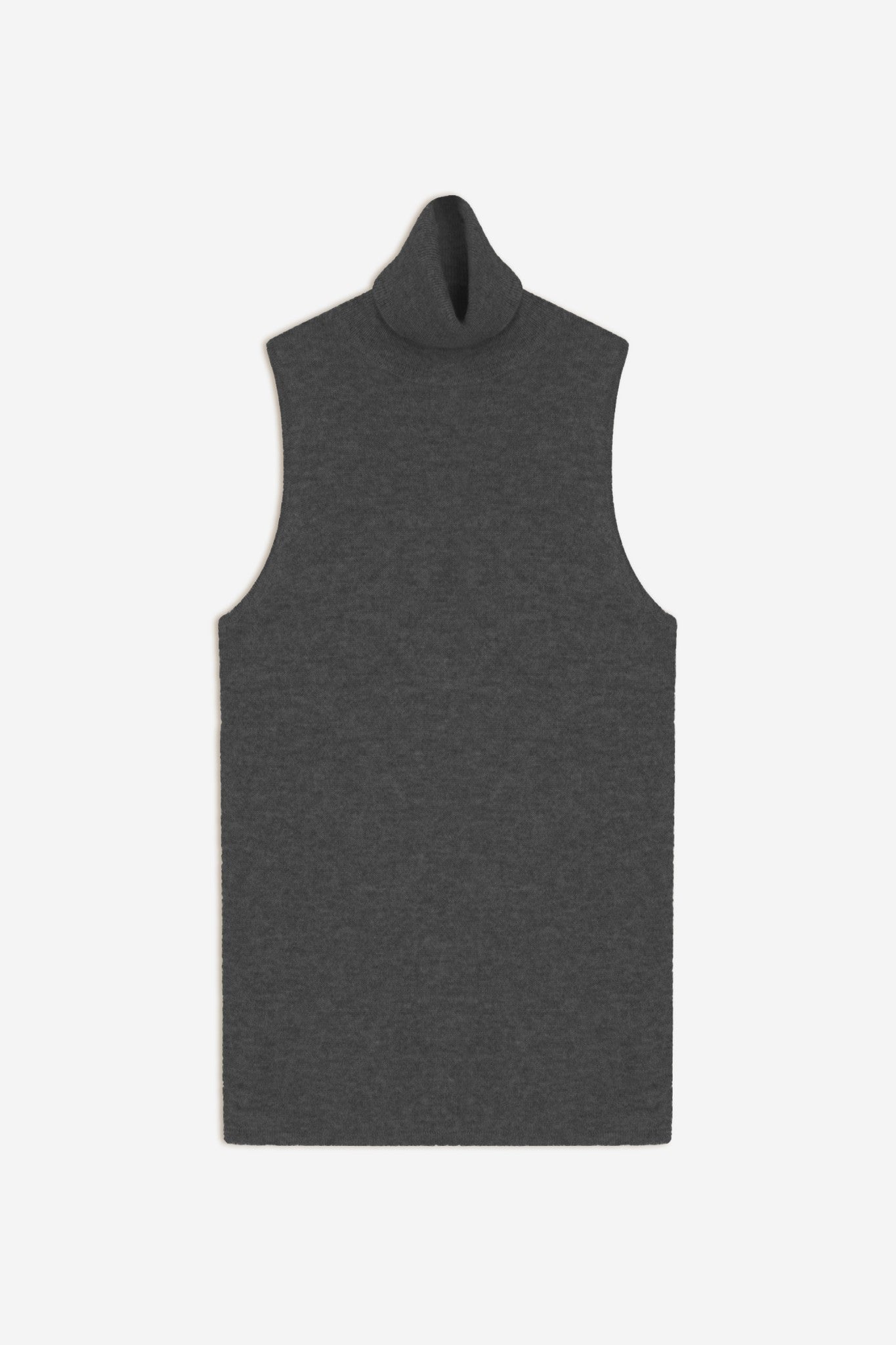 mary pull col roulé sans manches anthracite chiné 100% cachemire