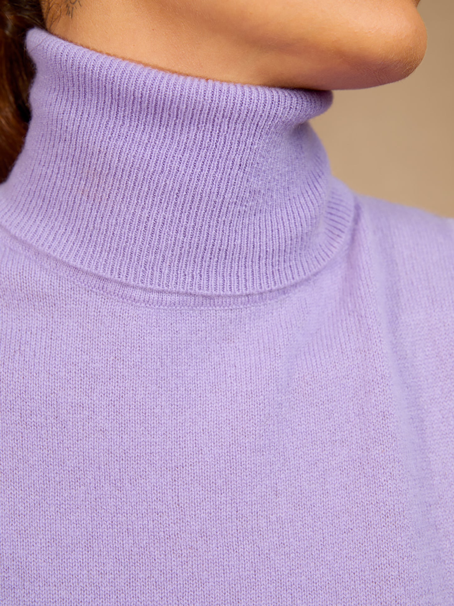 MARY pull col roulé sans manches lavande 100% cachemire