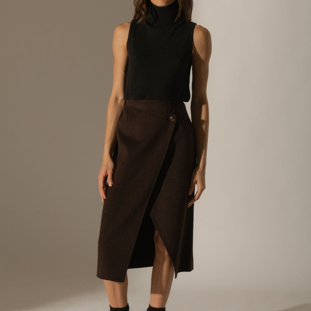 mary pull col roulé sans manches noir 100% cachemire