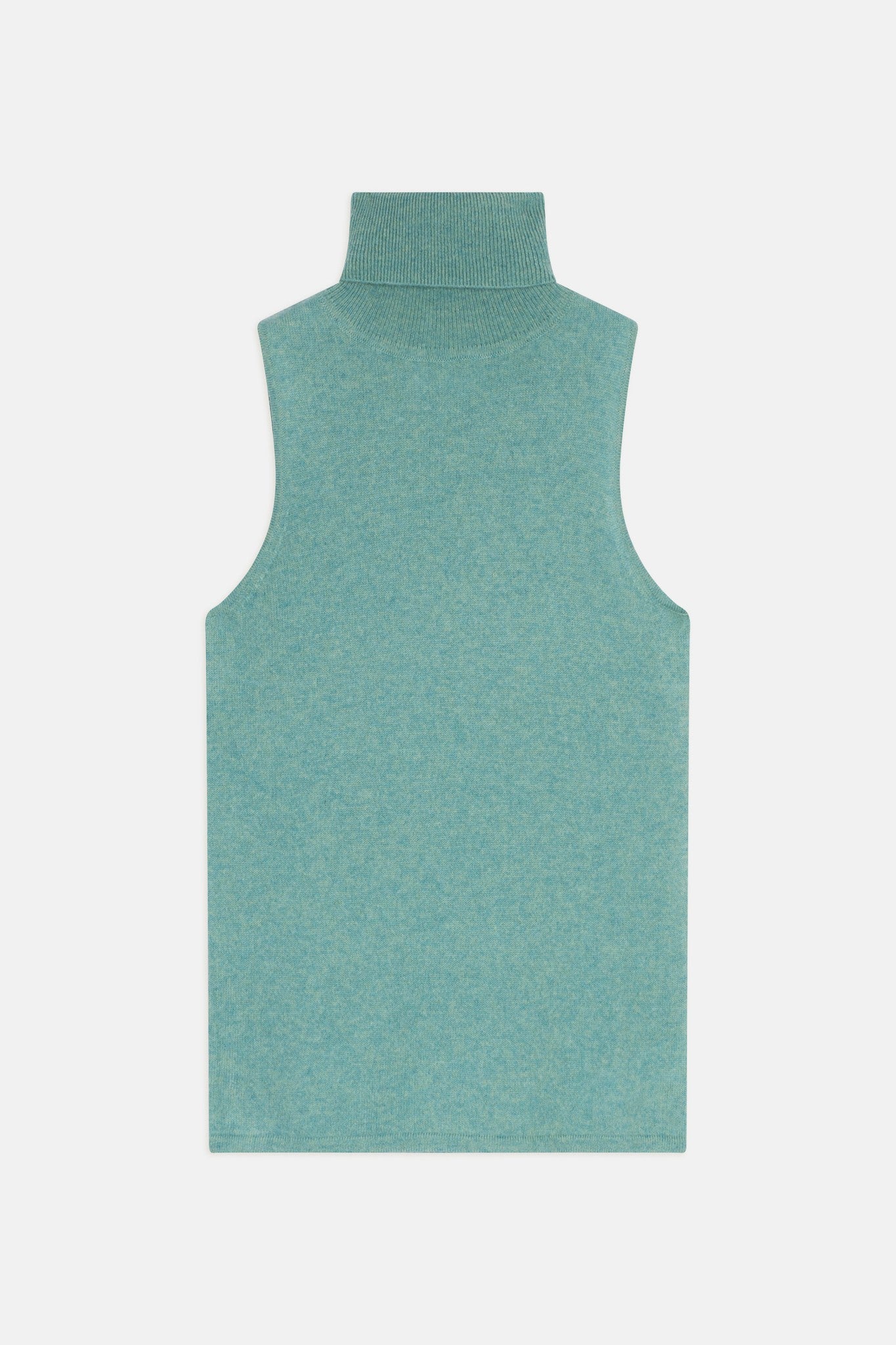 mary pull col roulé sans manches vert chiné 100% cachemire