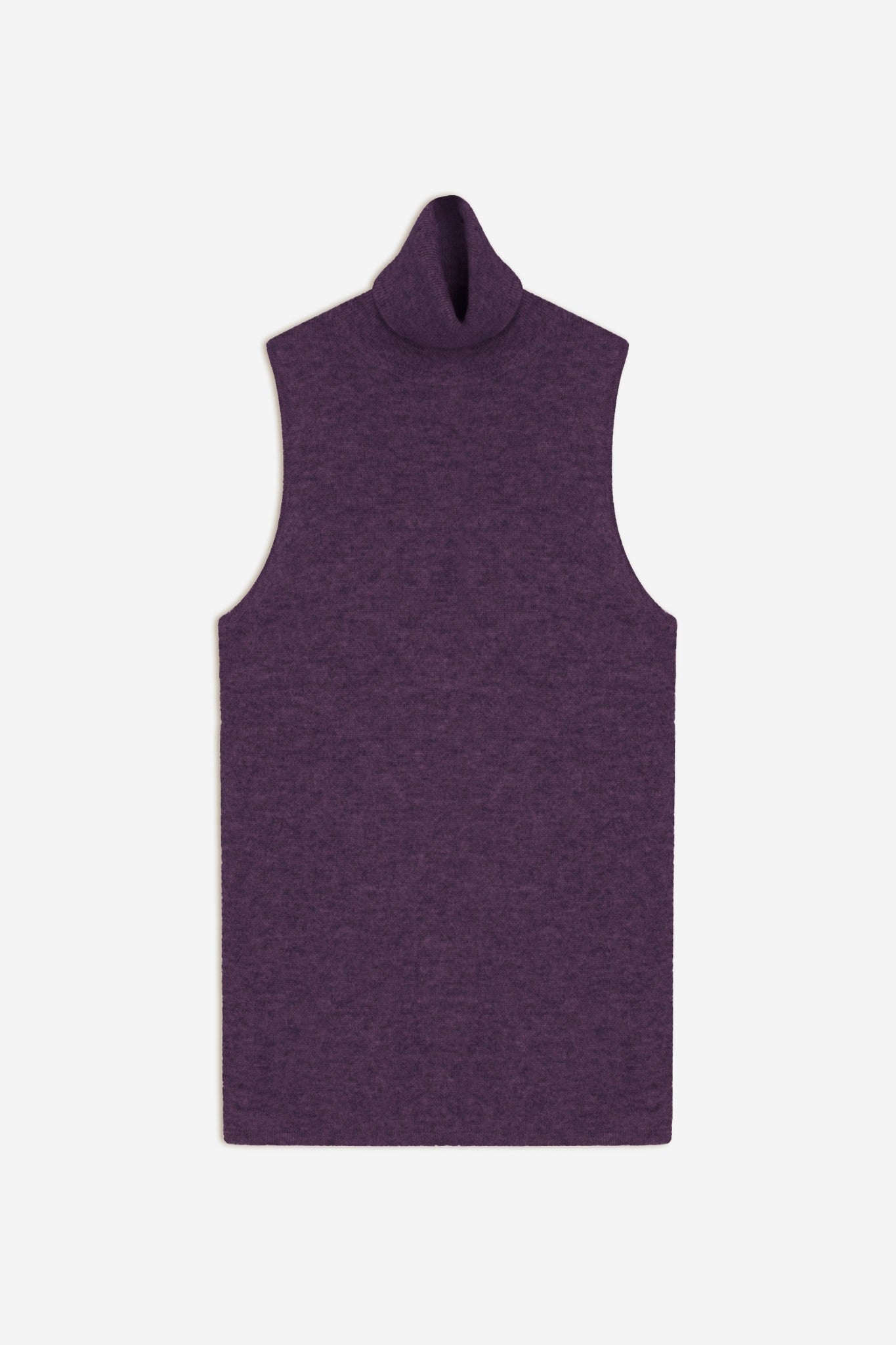 mary pull col roulé sans manches violet chiné 100% cachemire