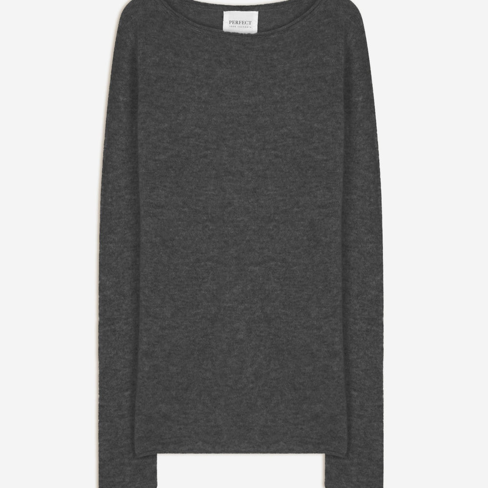 megan pull col bateau anthracite chiné 100% cachemire