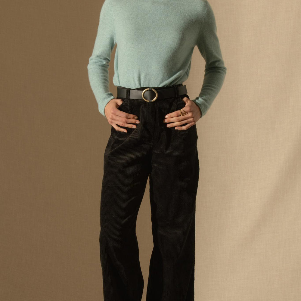 MEGAN pull col bateau aqua chiné 100% cachemire