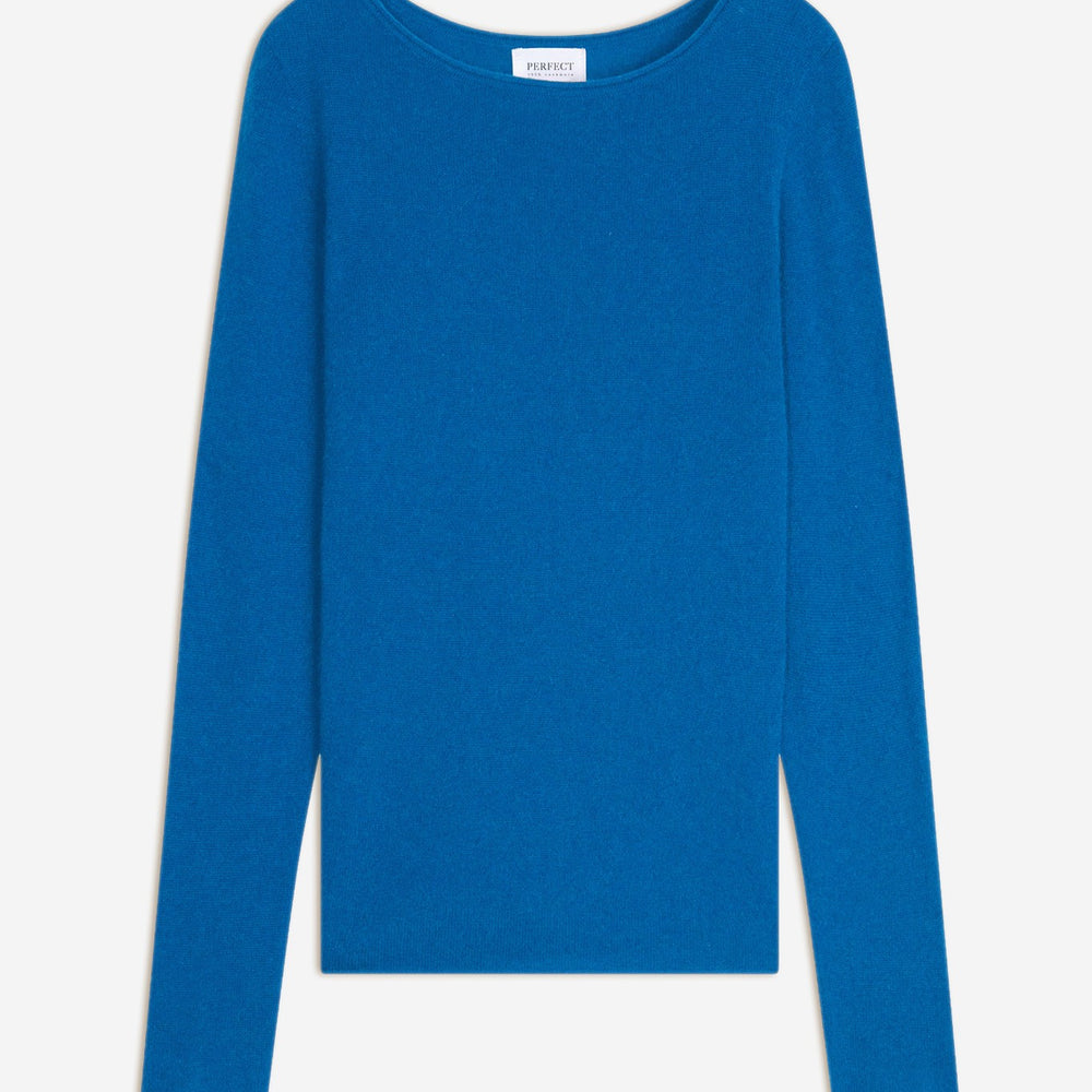 megan pull col bateau azur 100% cachemire