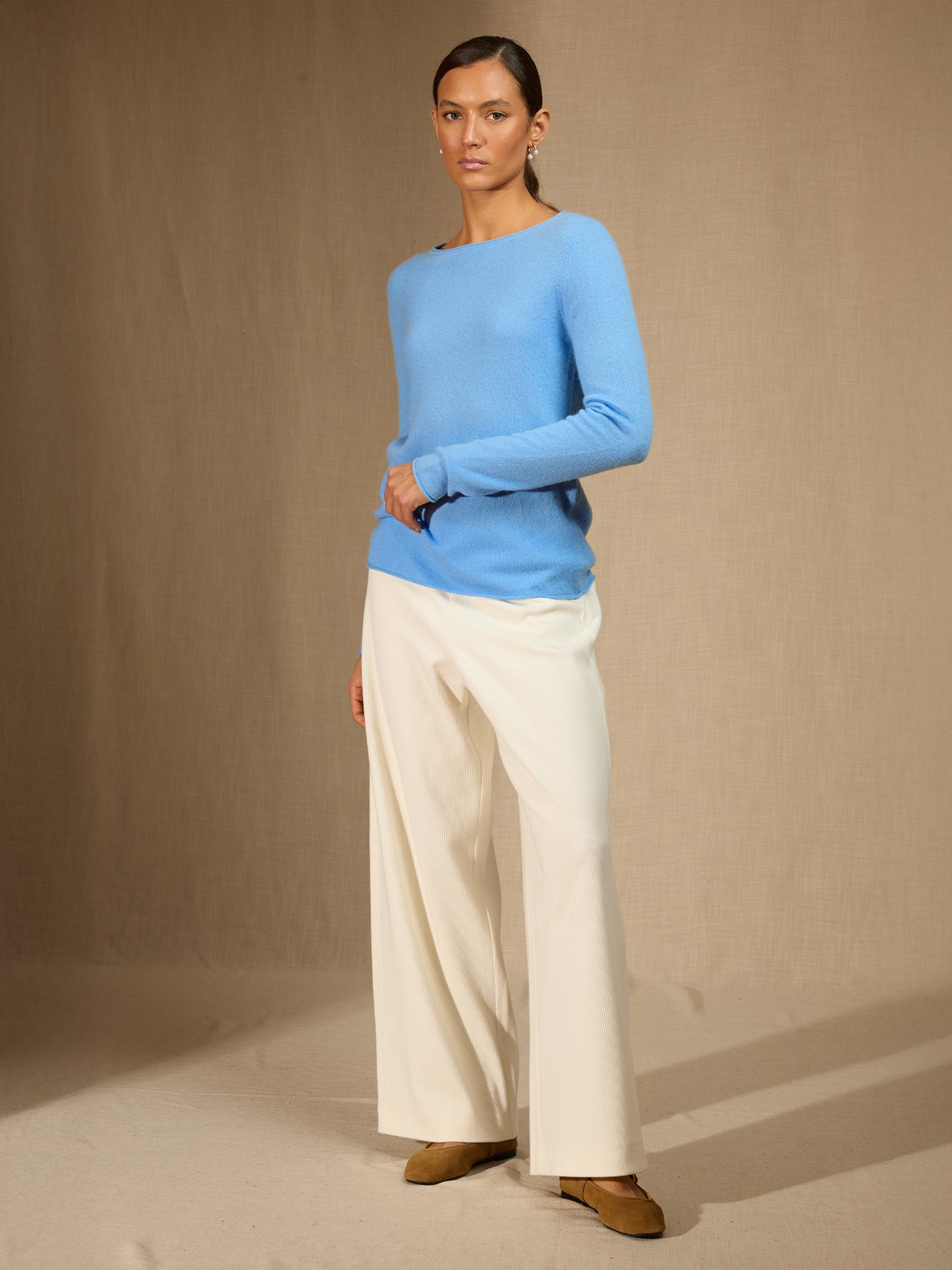 MEGAN pull col bateau baby blue 100% cachemire