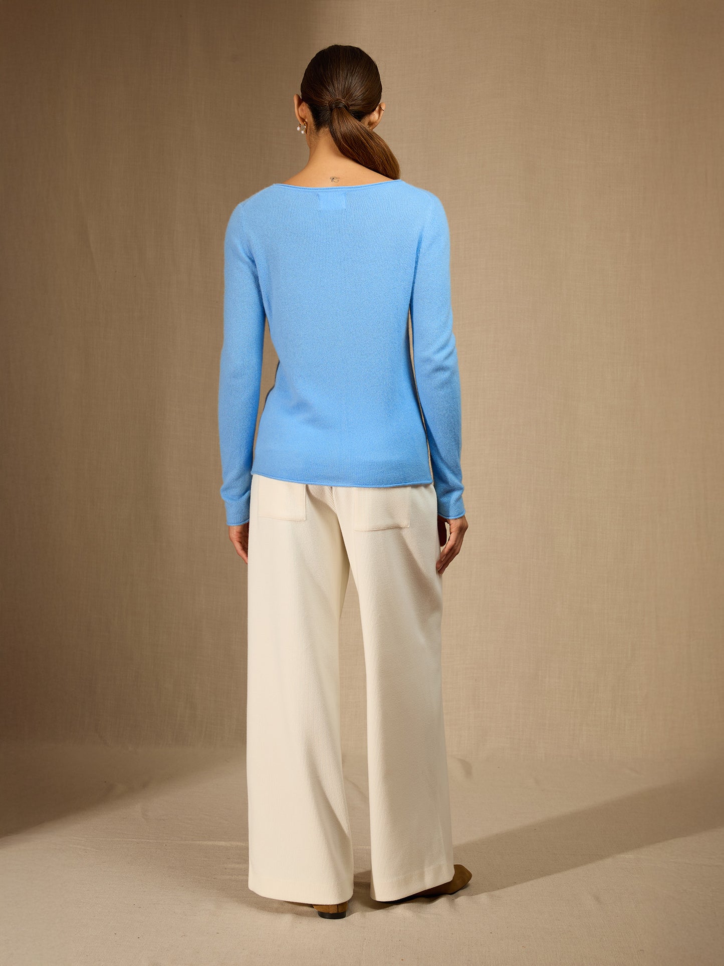 MEGAN pull col bateau baby blue 100% cachemire