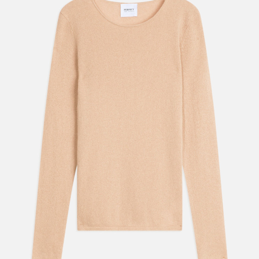 megan pull col bateau beige 100% cachemire