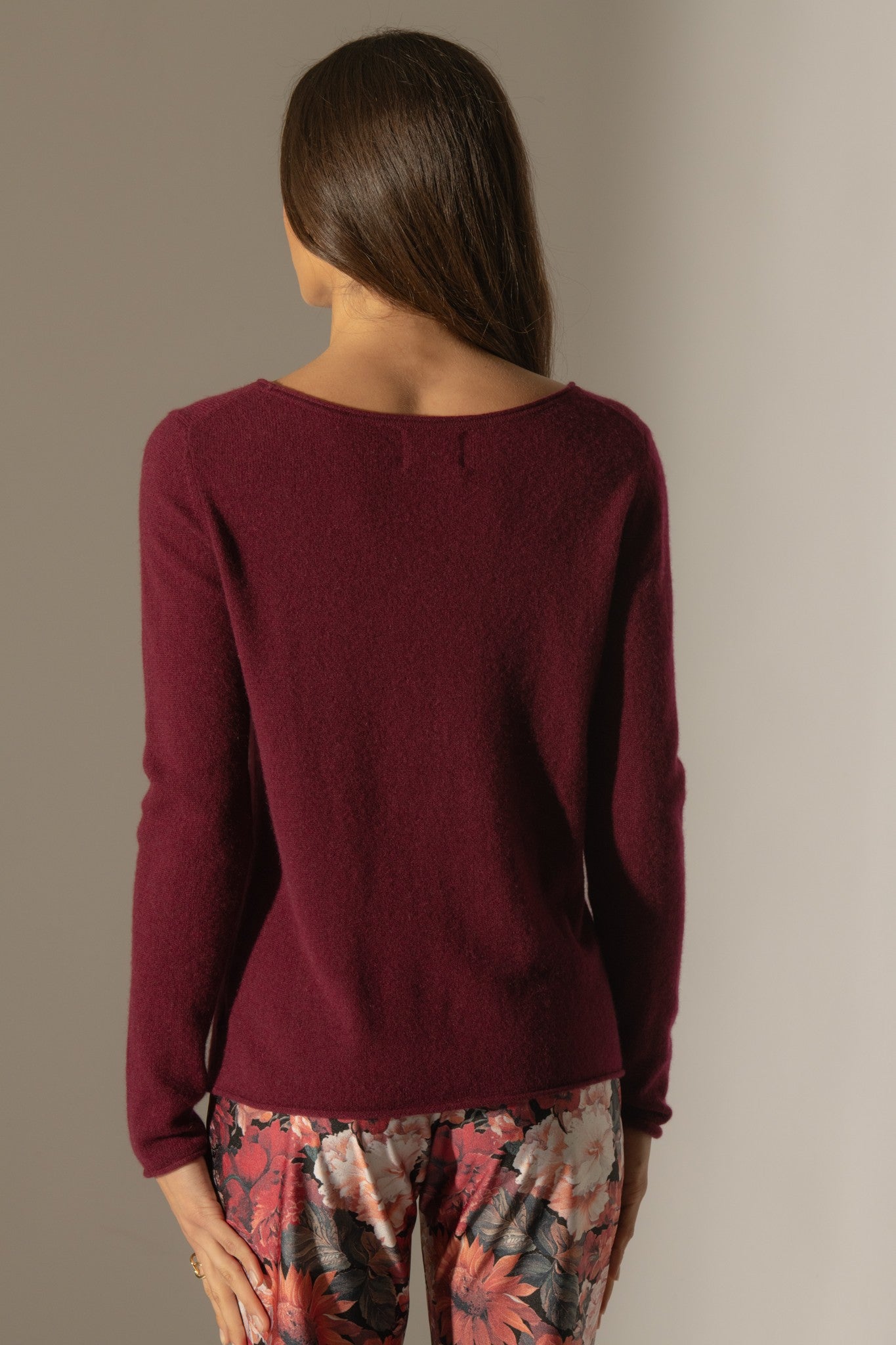 megan pull col bateau bordeaux 100% cachemire
