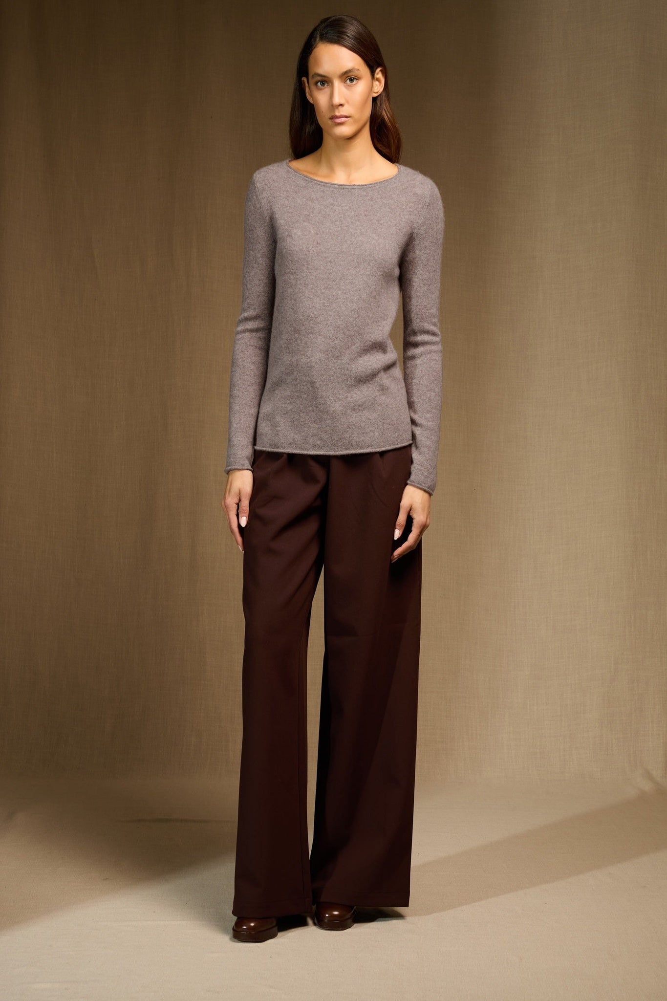 megan pull col bateau caribou chiné 100% cachemire