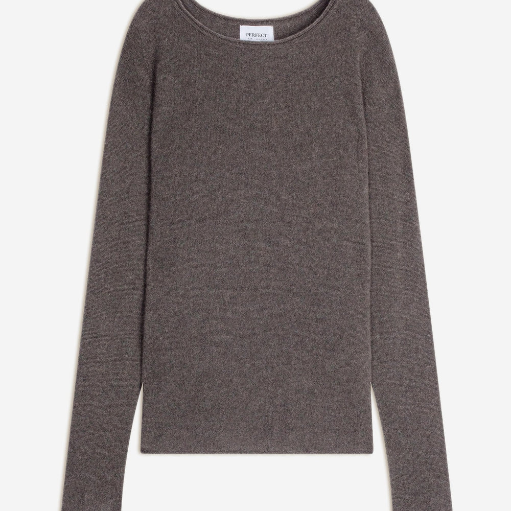 megan pull col bateau écorce chiné 100% cachemire