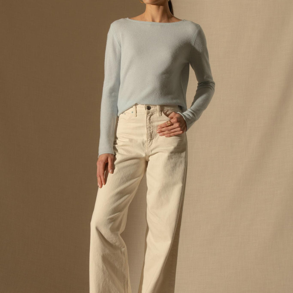 MEGAN pull col bateau givre 100% cachemire