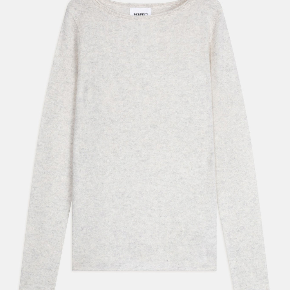 megan pull col bateau gris perle chiné 100% cachemire