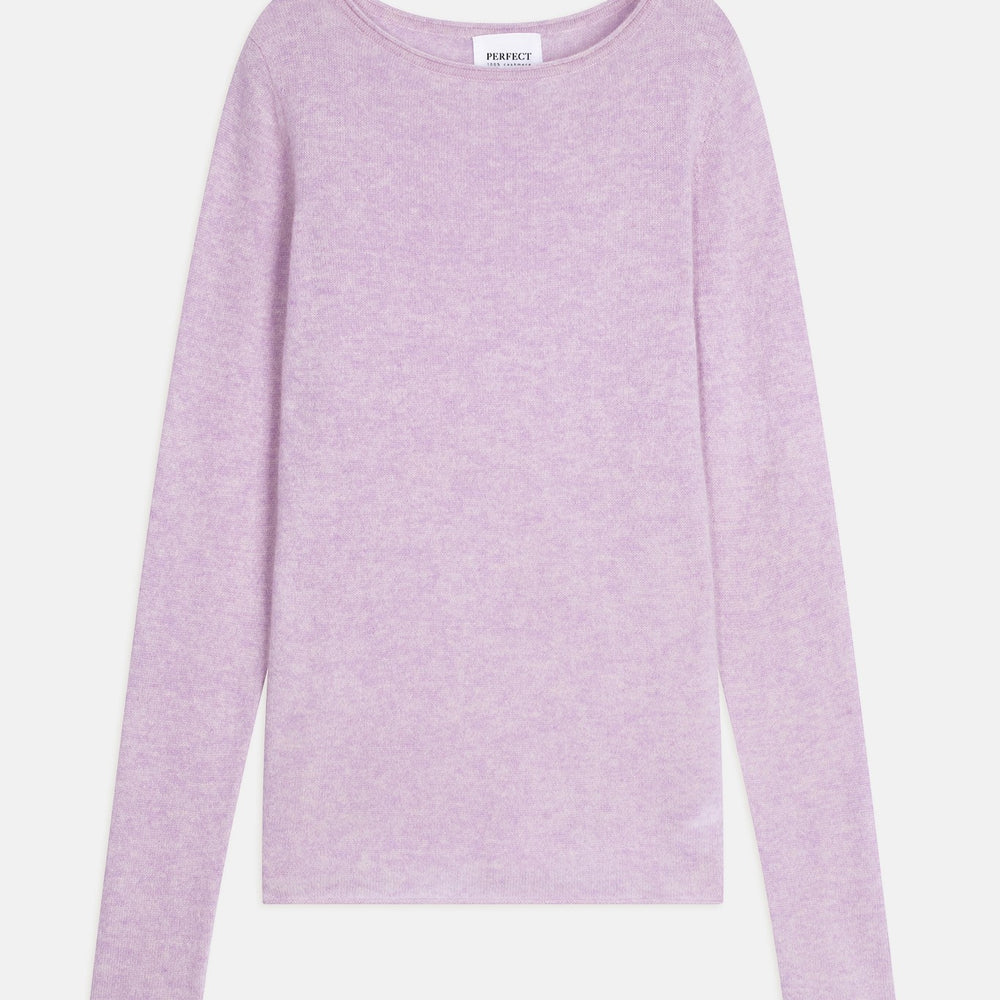 megan pull col bateau mauve chiné 100% cachemire